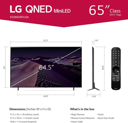 Vista 2 de LG 65QNED85TU 65 pulgadas Clase 85 Series QNED 4k UHD Smart TV