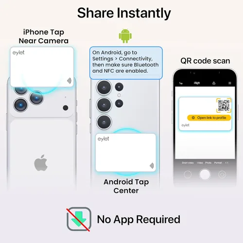 Vista 6 de Tarjeta de visita digital, paquete de 2 unidades - Compartir contactos habilitados para NFC, sin aplicación o suscripción, tarjetas inteligentes