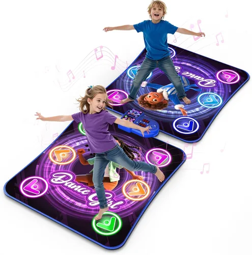 Tapete de baile para niños de 3 a 12 años, tapete de baile para niños con luz de 12 botones y 5 modos de juego, almohadilla de baile de doble
