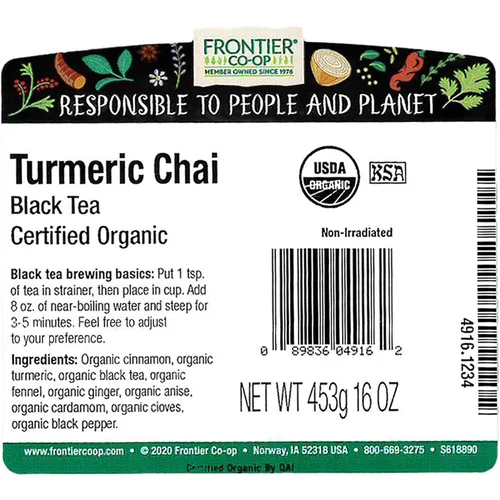 Vista 2 de Frontier Co-op Té Chai de cúrcuma, orgánico certificado, Kosher Bolsa a granel de 1 libra