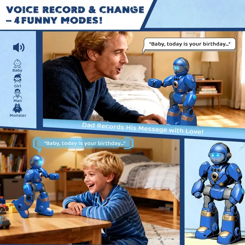 Vista 6 de Juguetes Robot para Niños de 3-8: Robot de Control Remoto con Función de Habla, Programable, Grabación de Voz, Canto, Baile y Control de Gestos