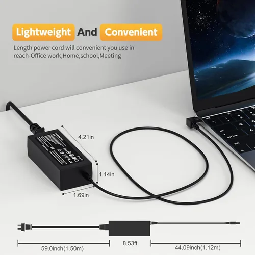 Vista 3 de ROLADA Cargador para portátil de 65 W compatible con el cable de fuente de alimentación Asus VivoBook X Series