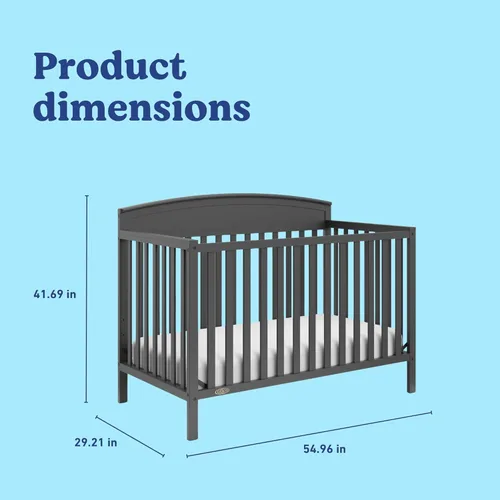 Vista 7 de Graco Benton 5 en 1 Cuna Convertible (Gris) – Certificado GREENGUARD Gold, se convierte de cuna para bebé a cama infantil, diván y cama