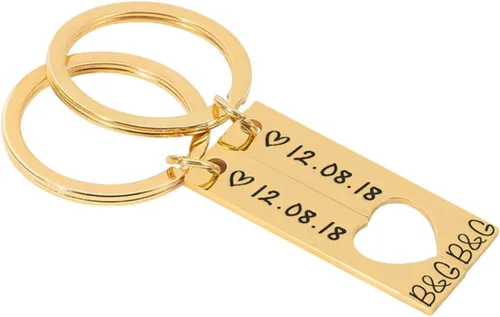 Vista 7 de Customized Couples Keychain, Boyfriend, Girlfriend Keyring, Couples Personalized Keychain Set, Custom Initials Date, Pinky Promise Valentine Day