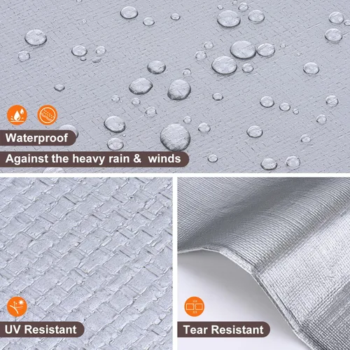 Vista 3 de Lona grande de 8x10 pies, 16 mil de alta resistencia impermeable con ojales cada 23.6", plástico grueso de 420D, resistente a los rayos UV, a