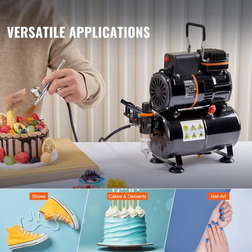 Vista 5 de VEVOR Kit de aerógrafo, juego de set de aerógrafo con tanque de almacenamiento de aire de 3.5L, sistema compresor de tanque de aire de doble