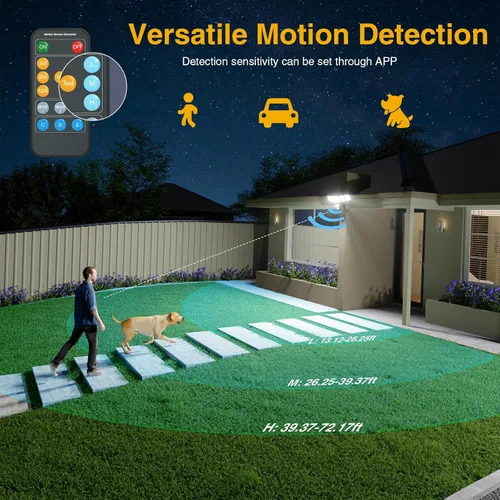 Vista 6 de Onforu LED Solar Security Lights Motion Sensor Outdoor with Remote, 360° Wide Angle Wide Illumination, 3 Lighting Modes, IP65 Waterproof, 5