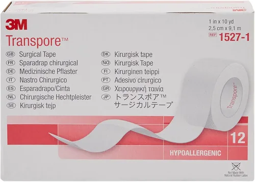 Vista 4 de 3M Transpore - Cinta quirúrgica, 1 pulgada x 10 yardas, 12 unidades (paquete de 1)