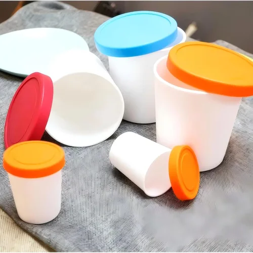 Vista 4 de Recipientes para helados de 32 onzas para hacer en casa, recipientes de helado con tapas de silicona, sin fugas, contenedores reutilizables