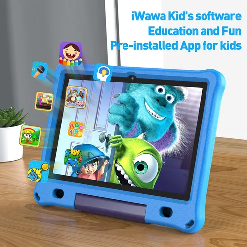 Vista 3 de Tablet infantil de 10 pulgadas con funda, tableta Android 15 de 10 pulgadas para edades de 3 a 12 años, 6 GB de RAM 64 GB de ROM, control parental