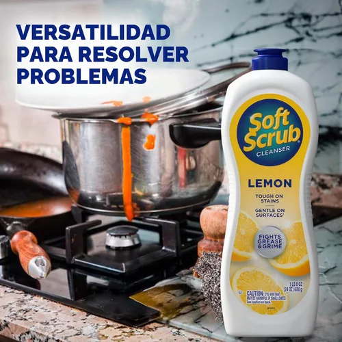 Vista 8 de Soft Scrub Limpiador de superficies multiusos, limón, 36 onzas líquidas