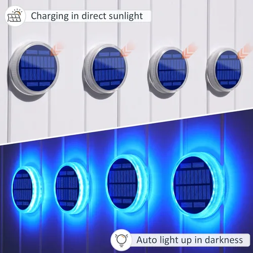 Vista 2 de Luces solares para cubierta al aire libre, impermeables, luces de paso al aire libre, panel solar, luces solares ABS anti-presión, luces solares Azul