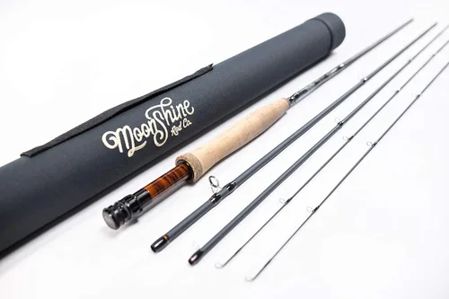 Moonshine Rod Company Caña de pesca con mosca de acción rápida, caña de grafito de fibra de carbono con estuche de viaje con cremallera, Drifter II,