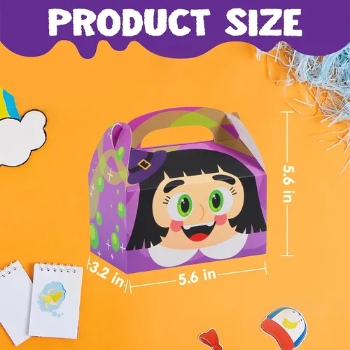 Vista 3 de JOYIN 24 cajas de golosinas de Halloween para dulce o truco, cajas de regalo de dulces de Halloween con asa, cajas de panadería, cajas de regalo