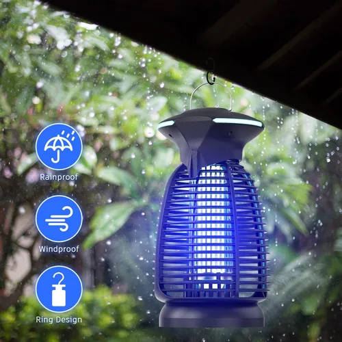 Vista 6 de Exterminador eléctrico de insectos al aire libre – 4200 V de alto voltaje insecto asesino impermeable luz LED para mosquitos, mosca, patio, porche
