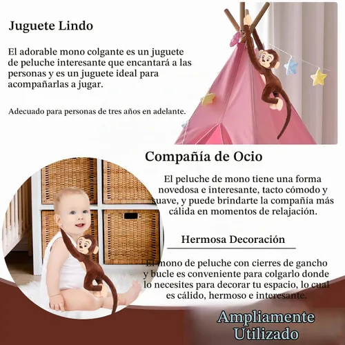 Vista 4 de zhidiloveyou - Mono colgante de peluche de 35.4 pulgadas, color marrón
