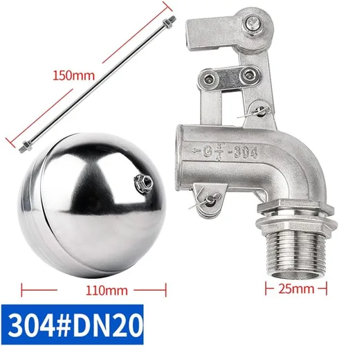 Vista 3 de 304 Stainless Steel Adjustable Float Ball Valve for Water Tanks - 1/2", 3/4", 1-1/2" Port Sizes 1pcs(1-1/2inch)