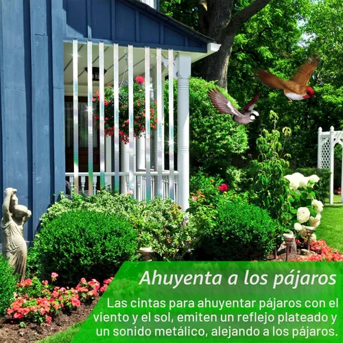 Vista 5 de [492 pies] Cinta eficaz para asustar a los pájaros, reflectores reflectantes para mantener a las palomas, halcones, pájaros carpinteros, gansos