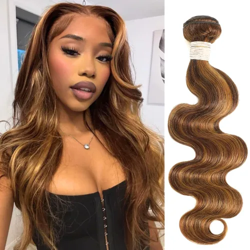 Vista 33 de ALHER Cierre de Encaje 4x4 Body Wave Rubio Miel con Mechas Marrones Ombré 4/27 Coloreado Cierre 4x4 Ondulado Raya Libre Melt 10 Pulgadas 12A