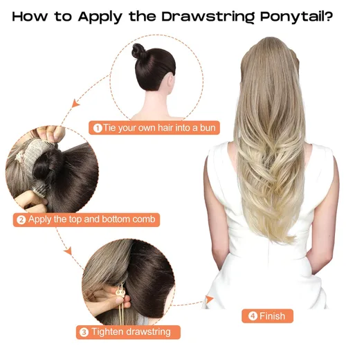 Vista 9 de SEIKEA Extensión versátil de cola de caballo con cordón, 18 pulgadas de largo, ondulado, con clip de varias capas, extensiones de cabello de cola