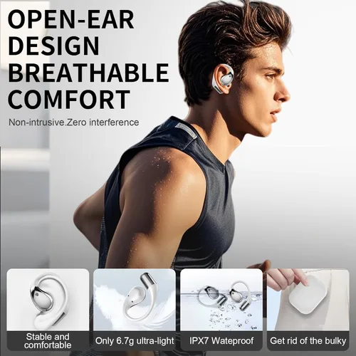 Vista 5 de Auriculares inalámbricos blancos con sonido HiFi, micrófono ENC, control táctil, IPX7 impermeable
