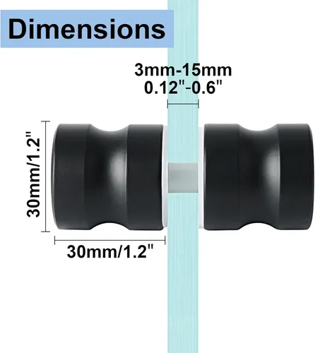Vista 7 de Alise Manija de puerta de vidrio para ducha, perilla de puertas correderas de ducha, piezas de repuesto redondas de hardware de tracción trasera a