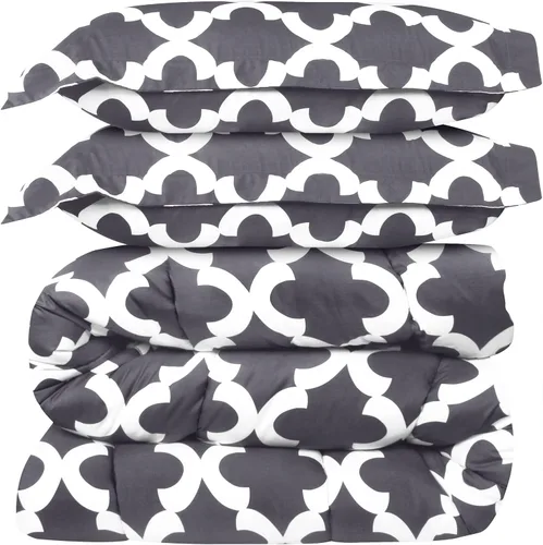 Vista 2 de Utopia Bedding - Juego de edredón Queen (gris) con 2 fundas de almohada - Juegos de edredón de cama - Edredón de plumón alternativo - Suave y cómodo
