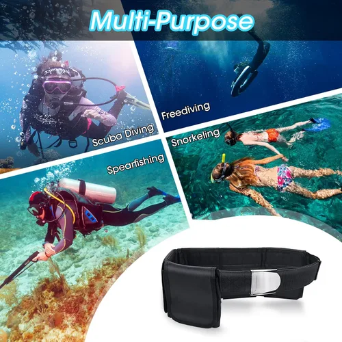 Vista 2 de Scuba Weight Belt with 5 Pockets, Adjustable Diving Weight Pouch Belt 32"-52" Waist QR Buckle (Weights Not Included)