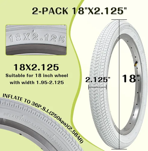 Vista 7 de Neumáticos de bicicleta de 18 "18 x 2.125 y 18 pulgadas plegable neumático de repuesto de bicicleta 2 Neumáticos