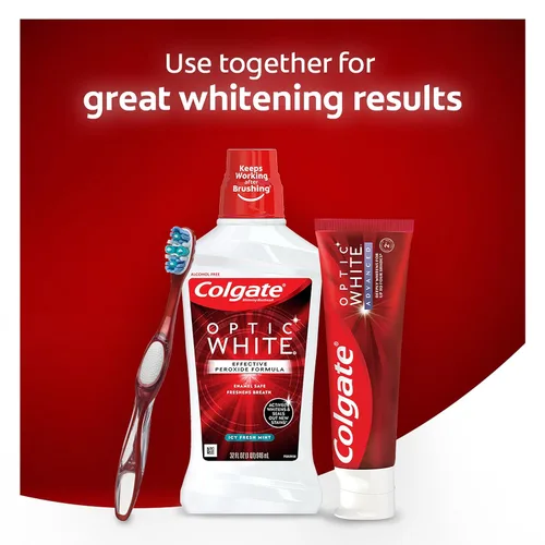 Vista 7 de Colgate Optic White Whitening - Enjuague bucal blanqueador, menta fresca, 32.0 fl oz, 32 onzas líquidas (paquete de 6)