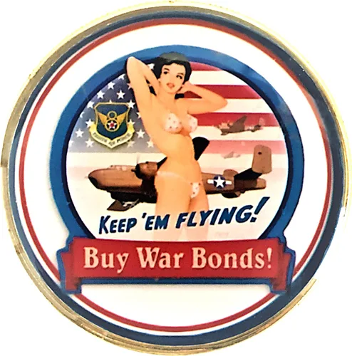 Moneda del desafío de la buena suerte de la fuerza aérea de los EE.UU. Pin Up Bombardero Nariz Art Heads Tails