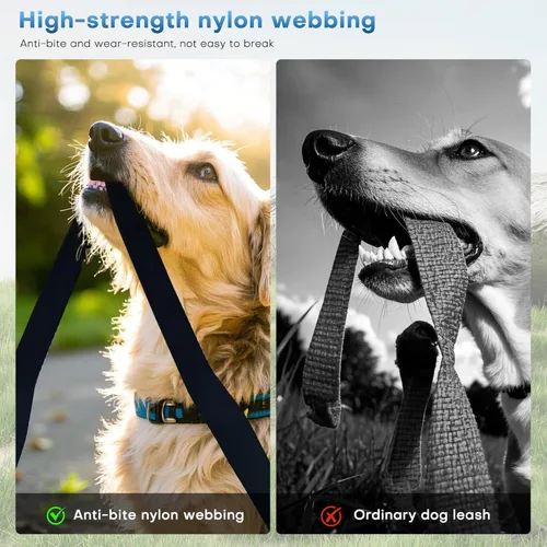Vista 6 de Correa retráctil de 26 pies con cable resistente a la masticación para perros medianos a grandes de hasta 110 libras, correa de nailon resistente