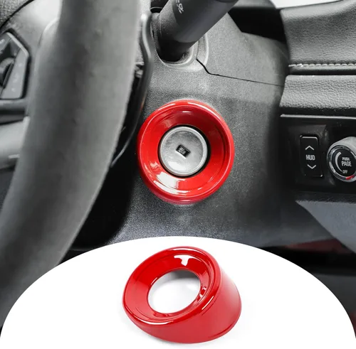 Vista 7 de Moldura del Interruptor de Arranque del Coche, Cubierta del Anillo del Botón del Orificio de Encendido Interior, Accesorios para Chevrolet Camaro