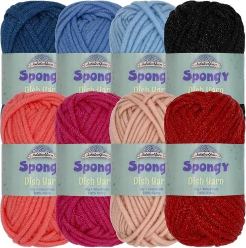 Vista 25 de JubileeYarn Hilo esponjoso para platos - 50 g/madeja de nylon grueso - paño de cocina - negro - 4 madejas