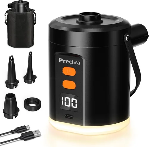 Preciva Electric Air Pump for Inflatables - 18W Portable Air Pump with 3 Nozzles - 4kPa Inflator/Deflator Pumps - fit for Outdoor Camping, Air