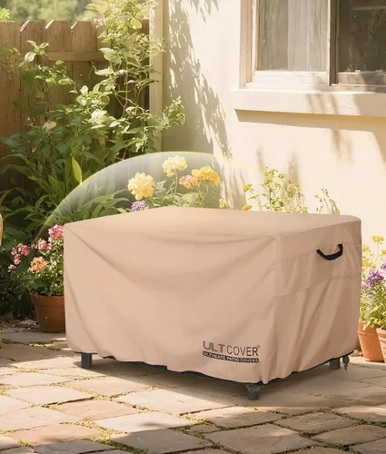 Vista 7 de ULTCOVER Cubierta rectangular para mesa de fogata de gas, 48 x 28 pulgadas, impermeable, resistente al agua