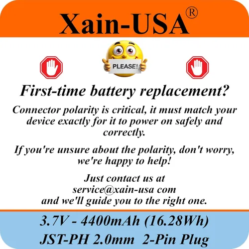 Vista 5 de Paquete de 1 batería de iones de litio de 3.7V 4400mAh con conector JST‑PH de 2 pines para electrónica, luces LED, juguetes, GPS y nodos solares