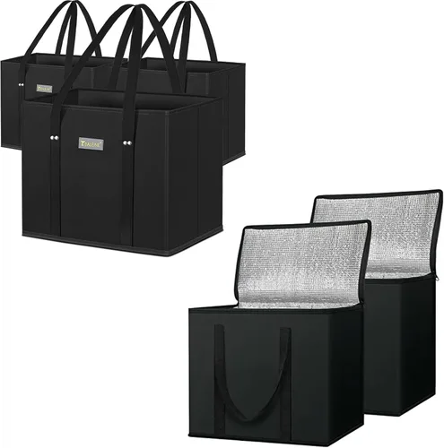 BALEINE 3 bolsas reutilizables para comestibles + 2 bolsas de comestibles reutilizables aisladas (tamaño grande)