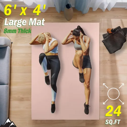 Vista 6 de Large Yoga Mat - 6’x4’ Wide Exercise Mat - 8mm Thick Waterproof Non-Slip Workout Mat - Gym Flooring for Home Gym Studio Workouts, Pilates