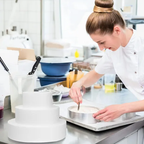 Vista 6 de Juego de 3 muñecos redondos de espuma para tartas de 4, 6, 8 x 2 pulgadas para decorar y exhibir