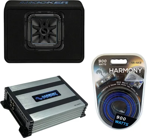 Harmony Audio Kicker TL7S10 - Subwoofer de audio para automóvil L7 cargado de 10 pulgadas para camión, caja 44TL7S102, paquete con amplificador