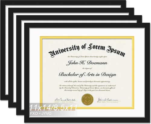 Vista 12 de Fxojyvo Marco de diploma negro 11x14, marco para documentos 8,5 x 11 con alfombrilla o 11 x 14 sin alfombrilla, marco para certificado