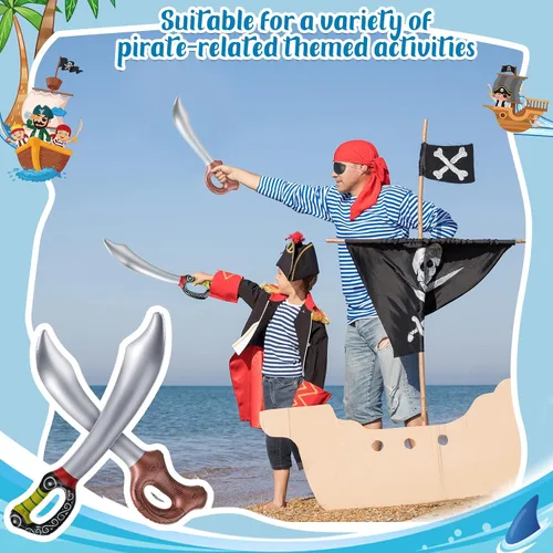 Vista 7 de 12 espadas inflables de pirata, espada de juguete inflable, espada pirata para fiesta de Halloween, fiesta temática de pirata, accesorios de disfraz