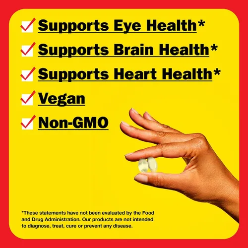 Vista 3 de Bragg Cápsulas de suplemento Omega-3 con DHA y EPA - 60 cápsulas blandas veganas - Algas marinas de origen sostenible - Apoya la salud ocular