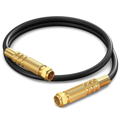 Cable coaxial RG6, cuádruple blindado, 1.5 / cable de cobre negro sin oxígeno para TV, Internet y más - Cable coaxial flexible