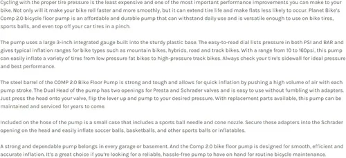 Vista 7 de Planet Bike Bomba de piso para bicicleta Comp, color blanco