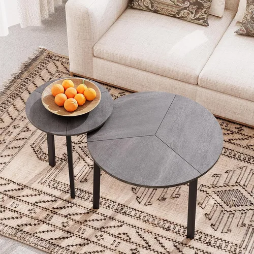 Vista 18 de COSIEST Mesa auxiliar redonda con almacenamiento, mesa de centro negra moderna de 31.5 pulgadas con puerta corredera de 360°, mesa central de madera
