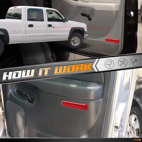 Vista 4 de HERCOO Panel de moldura de puerta trasera, cubierta de luz reflectora roja izquierda y derecha, compatible con GMC Sierra 15183155 15183156 74367