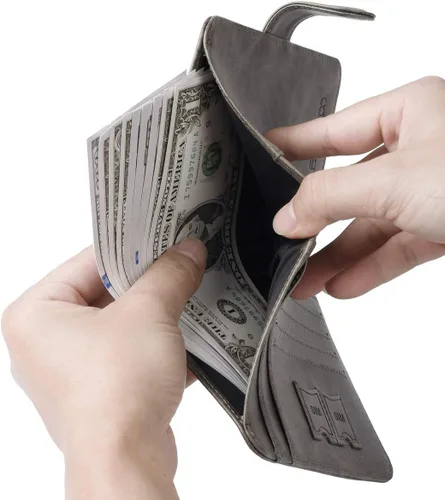 Vista 4 de Funda para pasaporte de piel con bloqueo RFID, accesorios de viaje para mujeres y hombres, gris), 43528-18280