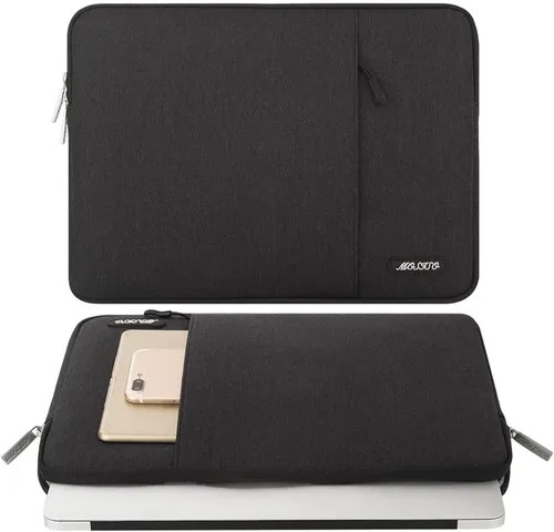 Vista 100 de MOSISO Funda vertical de poliéster con bolsillo para laptop de 13 pulgadas, para computadora MacBook Air M4, M3, M2 y M1 de 2025 a 2018 y Pro M2